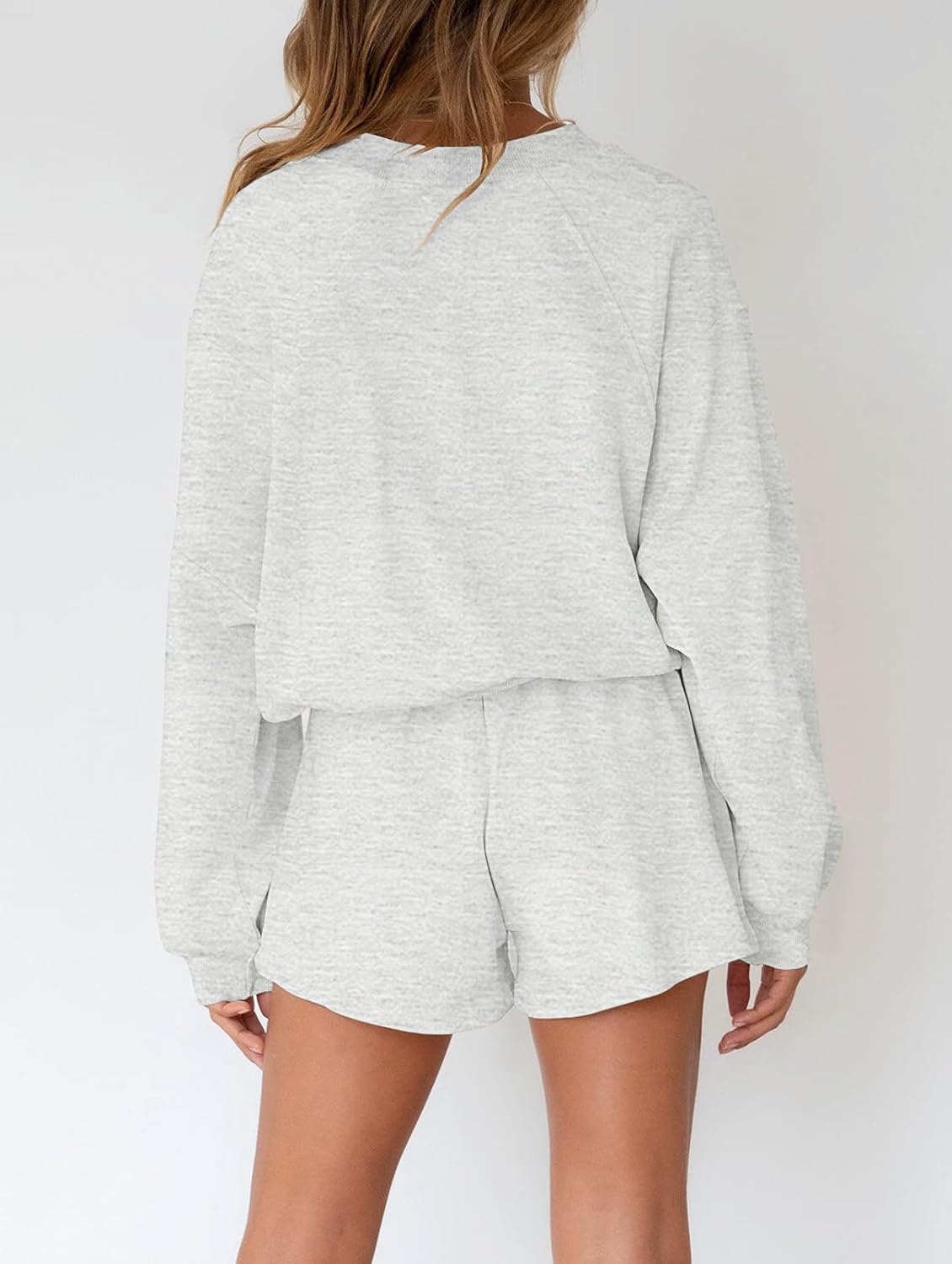 Spring Lounge Sets for Women Batwing Sleeve Casual Top and Shorts 2 Piece Outfits Sweat Set