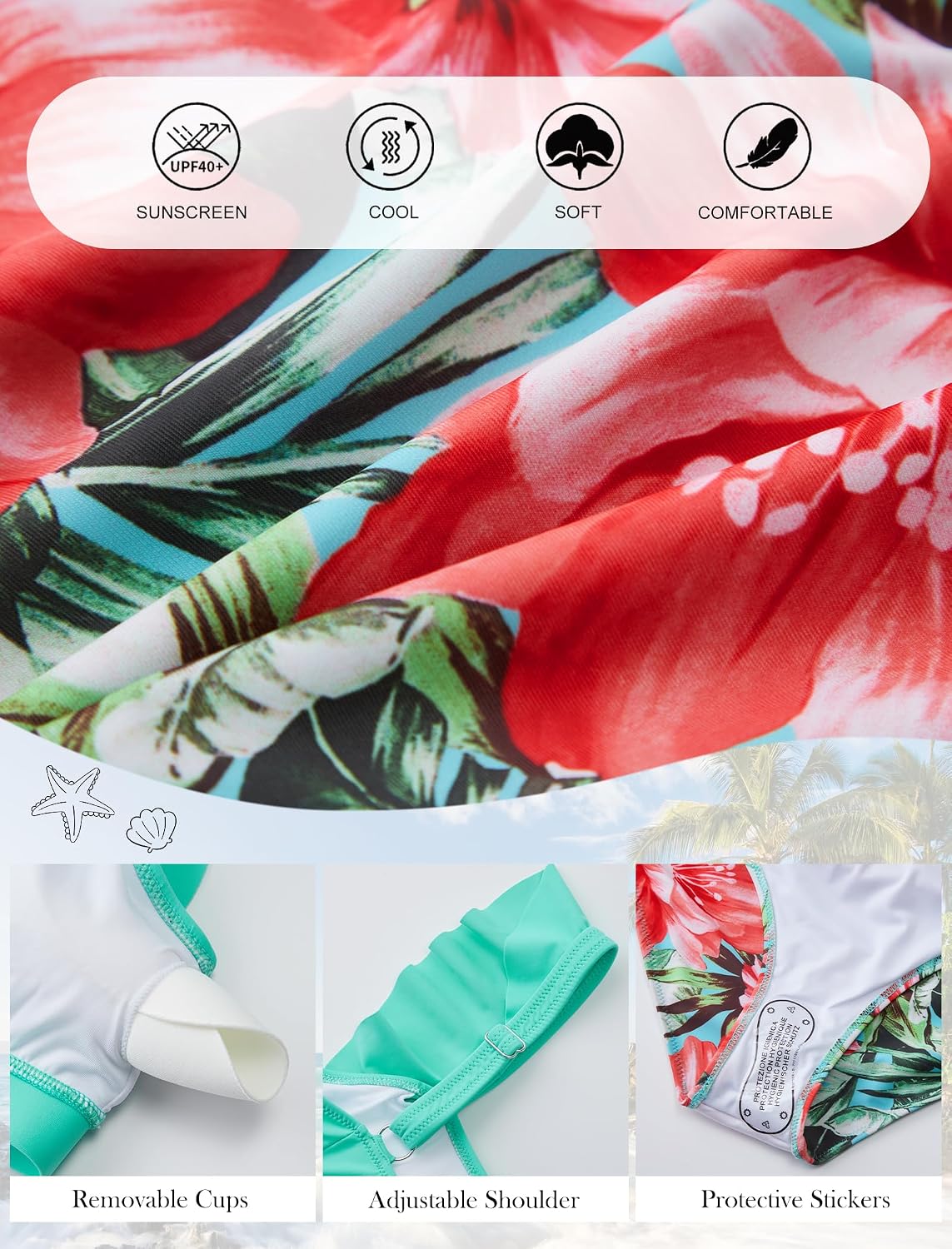 Womens High Waisted Bikini Sets Full Coverage Ruffle Swimsuits Two Piece Tummy Control Cheeky Bathing Suit Womens High Waisted Bikini Sets Full Coverage Ruffle Swimsuits Two Piece Tummy Control Cheeky Bathing Suit