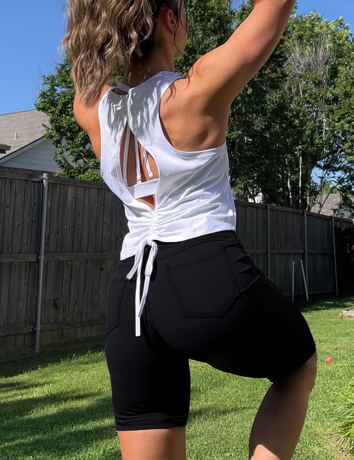 5 8 High Waisted Yoga Biker Shorts with Pockets for Women-Butt Lifting Workout Spandex Booty Gym Shorts 5 8 High Waisted Yoga Biker Shorts with Pockets for Women-Butt Lifting Workout Spandex Booty Gym Shorts
