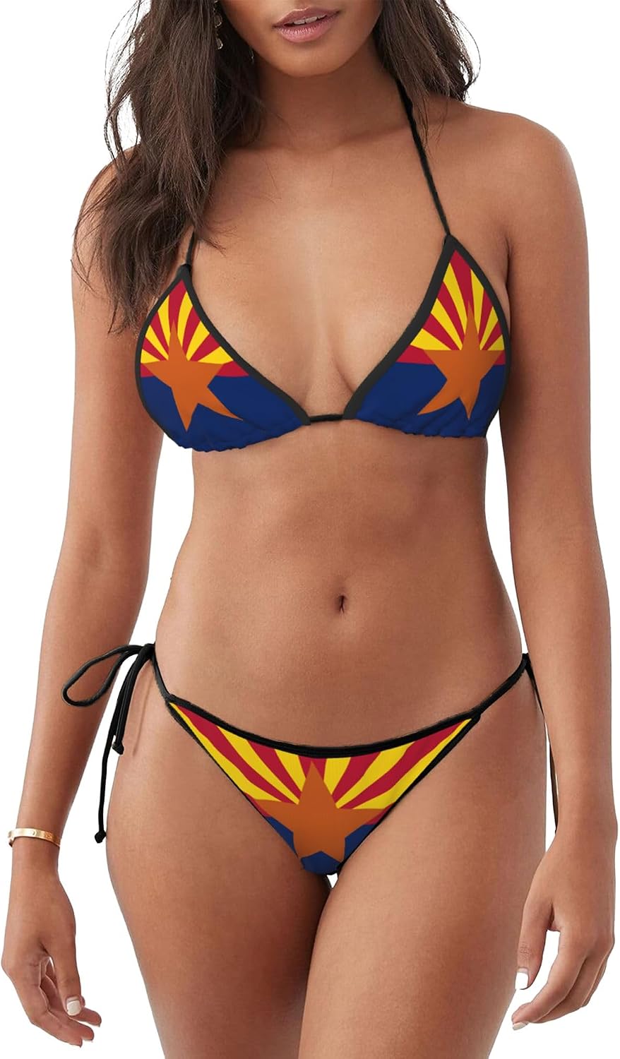 Flag of Arizona Bikini Set for Women Two Piece Halter Triangle Tie Side Swimsuit Bathing Suit