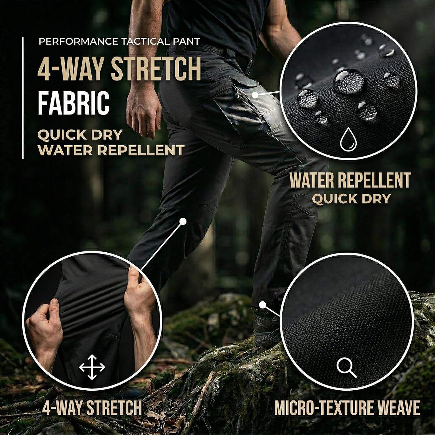 Men 's Lightweight Tactical Cargo Pants Water-Resistant 4-Way Stretch-Pockets Quick Dry Hiking Outdoor Pants Men 's Lightweight Tactical Cargo Pants Water-Resistant 4-Way Stretch-Pockets Quick Dry Hiking Outdoor Pants