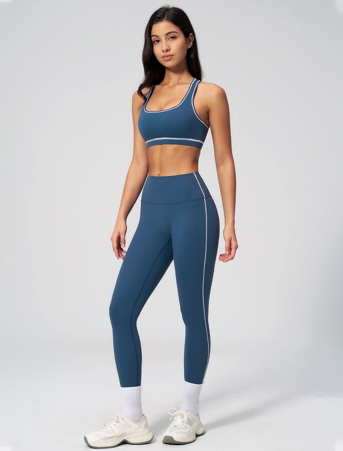 Womens Workout Set Two Piece Racerback Color Block Sports Bras Matching High Waist Leggings Gym Pilates Outfits Womens Workout Set Two Piece Racerback Color Block Sports Bras Matching High Waist Leggings Gym Pilates Outfits