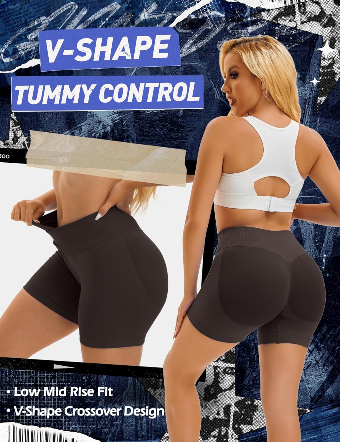 Scrunch Butt Lifting Shorts for Women Seamless Workout Crossover V Cross Waist Yoga Gym Shorts Scrunch Butt Lifting Shorts for Women Seamless Workout Crossover V Cross Waist Yoga Gym Shorts