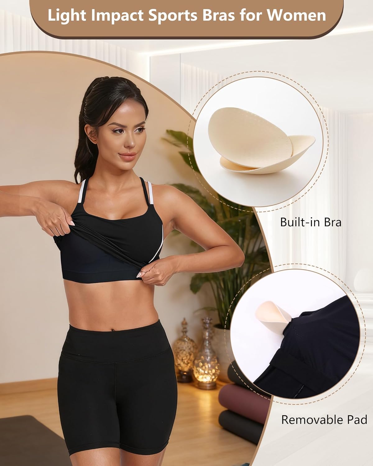 Longline Sports Bras for Women Spaghetti Straps Tank Top with Built-in Bra Strappy Sports Bra for Yoga Longline Sports Bras for Women Spaghetti Straps Tank Top with Built-in Bra Strappy Sports Bra for Yoga
