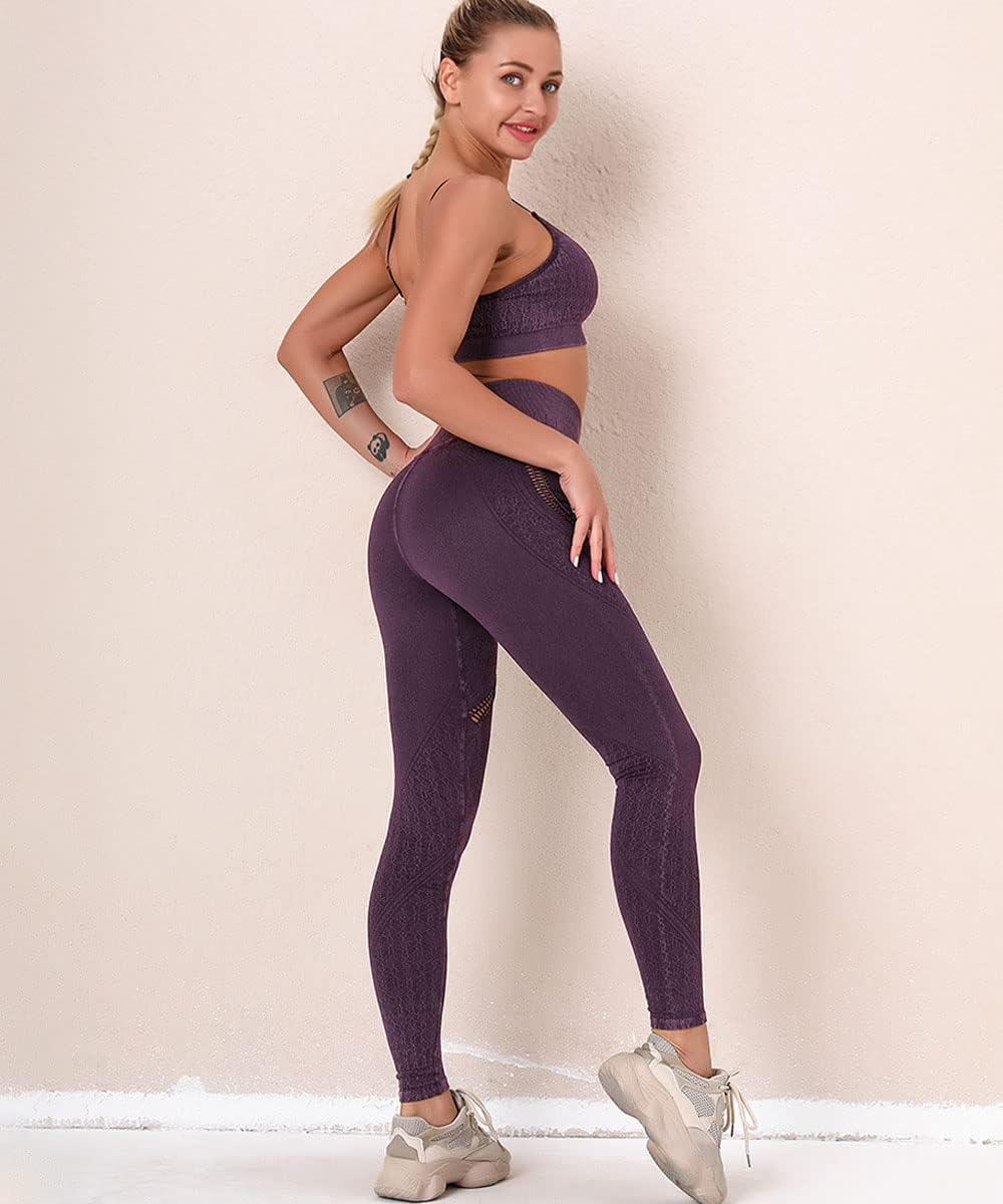 Workout Outfits Activewear Sets for Women Control Yoga Leggings Butt Lifters Sports Bra