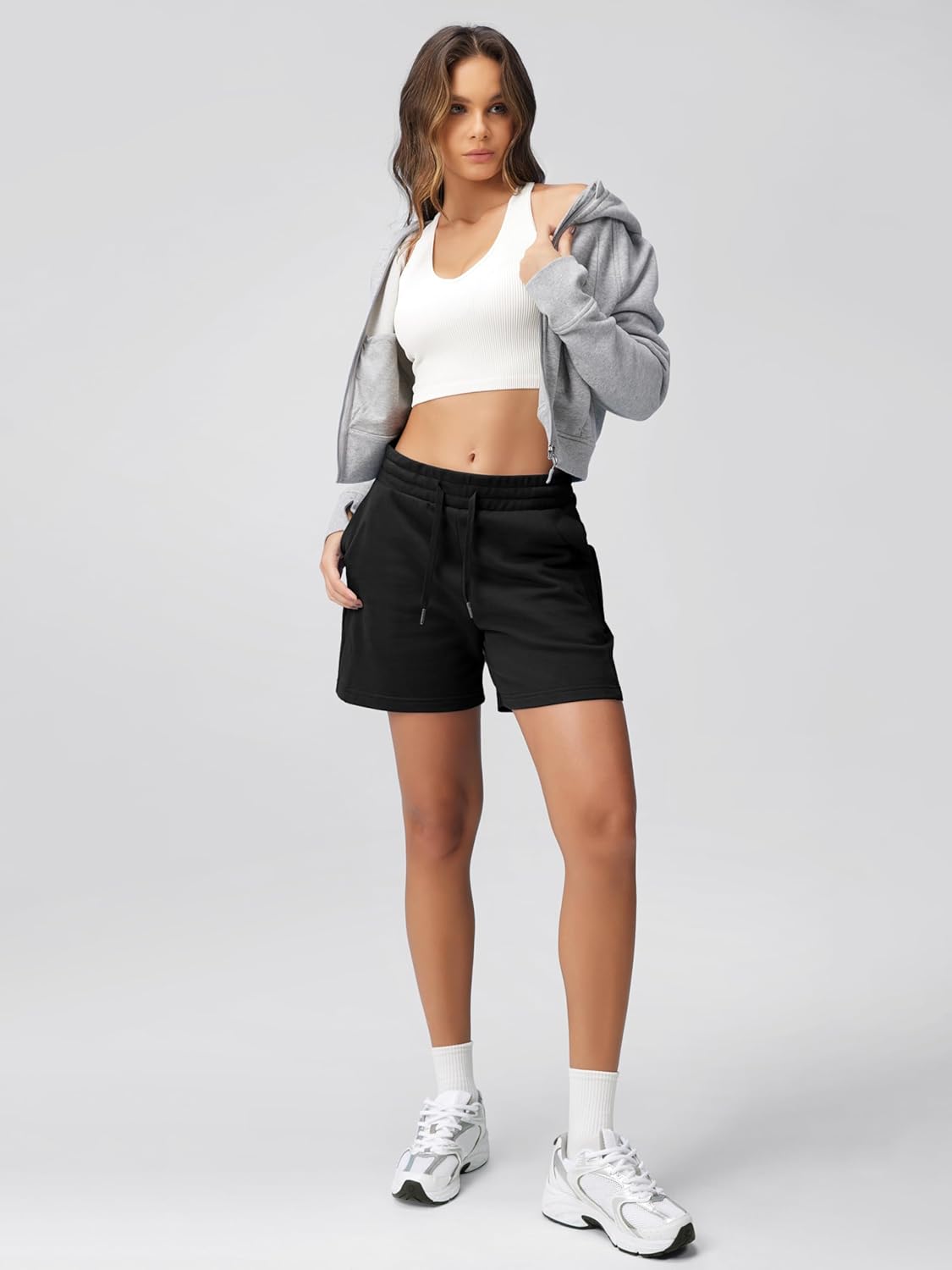 Women's Sweat Shorts 5 Cotton French Terry High Waist Workout Casual Lounge Shorts with Pockets Women's Sweat Shorts 5 Cotton French Terry High Waist Workout Casual Lounge Shorts with Pockets