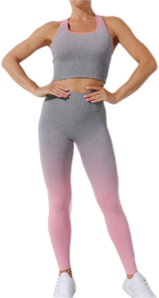 Seamless Gradient Yoga Suit Women's Tight Running Sports Beautiful Back Bra European and Fitness Seamless Gradient Yoga Suit Women's Tight Running Sports Beautiful Back Bra European and Fitness