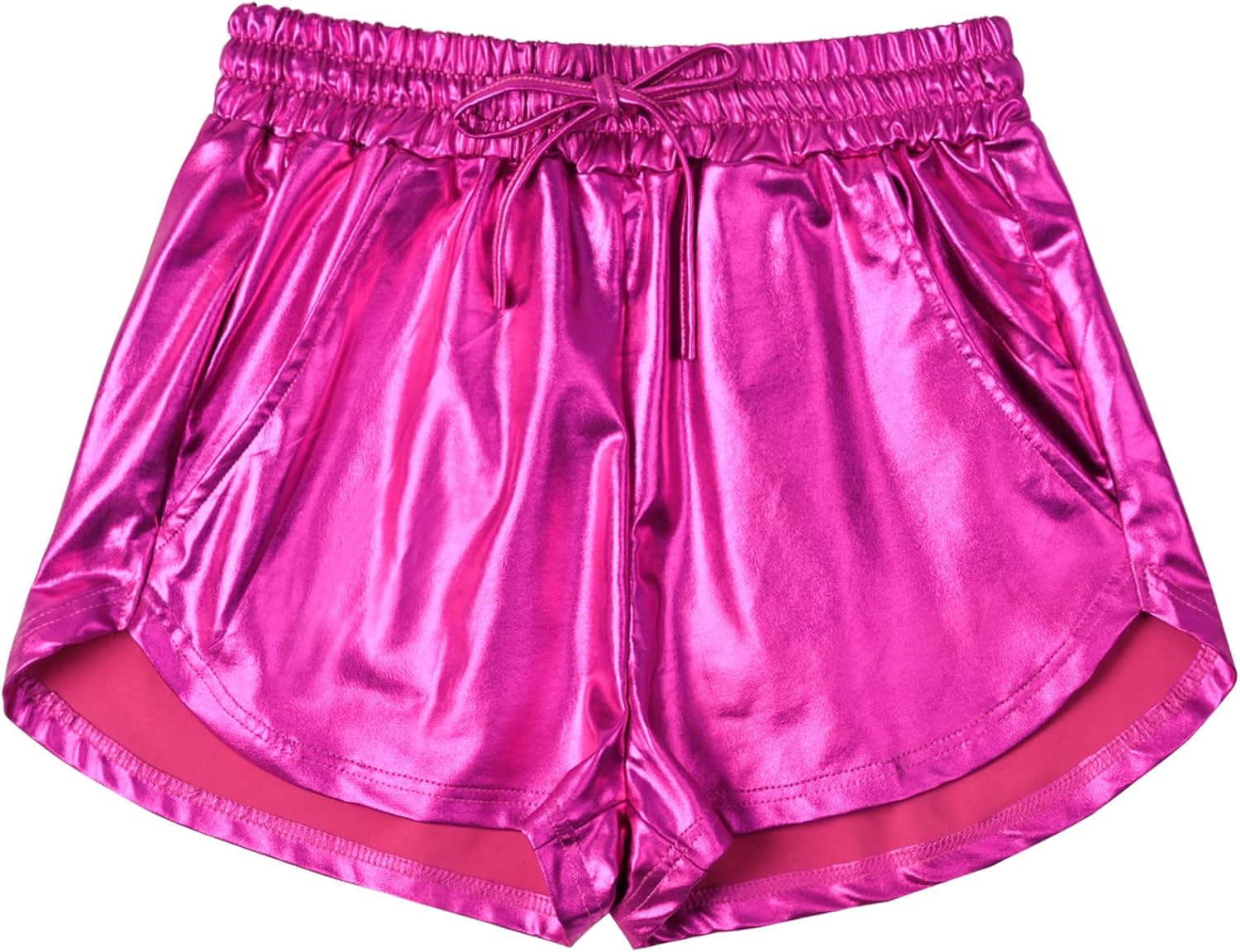 Women's Metallic Shorts Yoga Shiny Sparkly Hot Drawstring Outfit Short Pants Women's Metallic Shorts Yoga Shiny Sparkly Hot Drawstring Outfit Short Pants