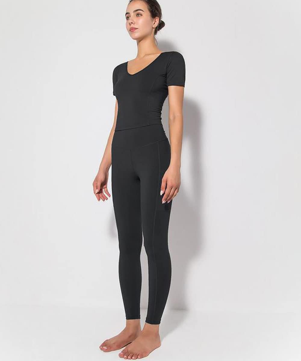 Workout Yoga Outfits Sets for Women 2 Piece Pocket Butt Lifters Leggings Nude Tracksuit Workout Yoga Outfits Sets for Women 2 Piece Pocket Butt Lifters Leggings Nude Tracksuit