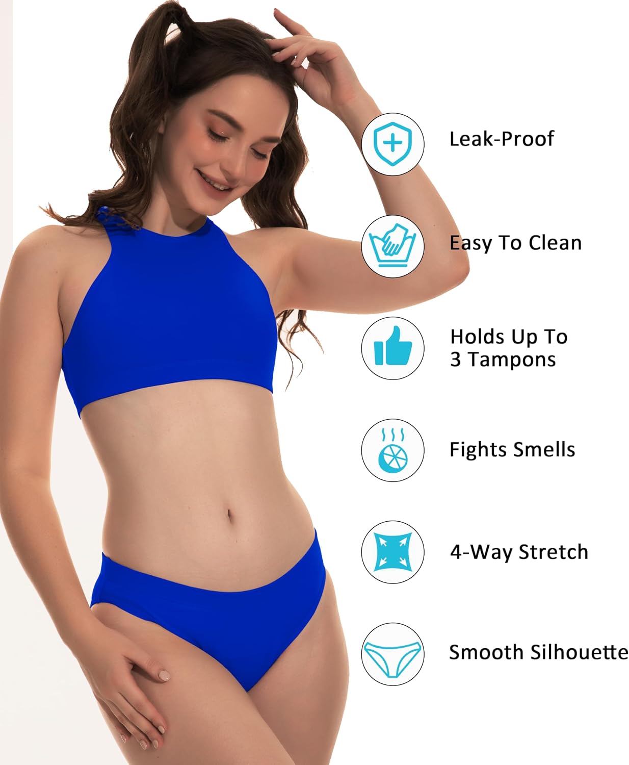 Period Swimwear Two Piece Sporty Swimsuit Bikini Menstrual Leakproof Bathing Suit for Teen Girls