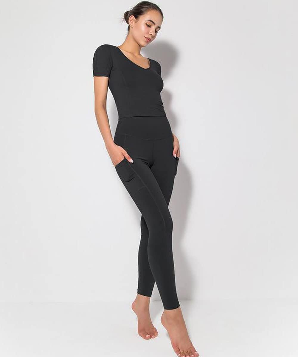 Workout Yoga Outfits Sets for Women 2 Piece Pocket Butt Lifters Leggings Nude Tracksuit Workout Yoga Outfits Sets for Women 2 Piece Pocket Butt Lifters Leggings Nude Tracksuit