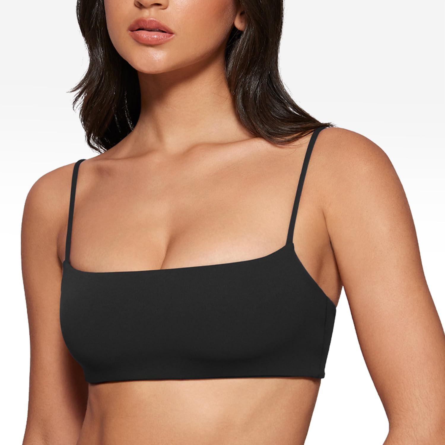 Women's Square Neck Sports Bra Spaghetti Strap Padded Cami Yoga Wireless Square Back Workout Bra Crop Top Women's Square Neck Sports Bra Spaghetti Strap Padded Cami Yoga Wireless Square Back Workout Bra Crop Top