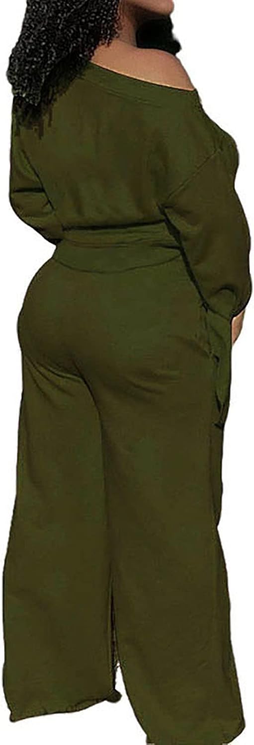 Lounge Sets for Women Sweatsuits 2 Piece Outfit Tracksuit Matching Set Wide Leg Sweatpant