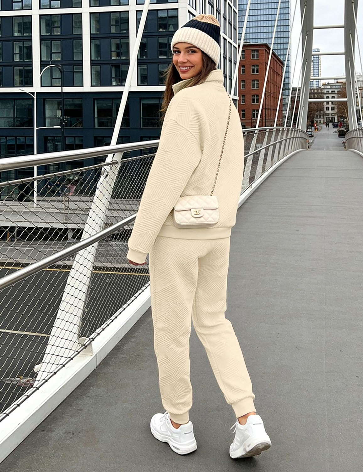 2 Piece Sets for Women Sweatsuit Long Sleeve Half Zip Tops and Sweatpants Workout Tracksuit Matching Sets
