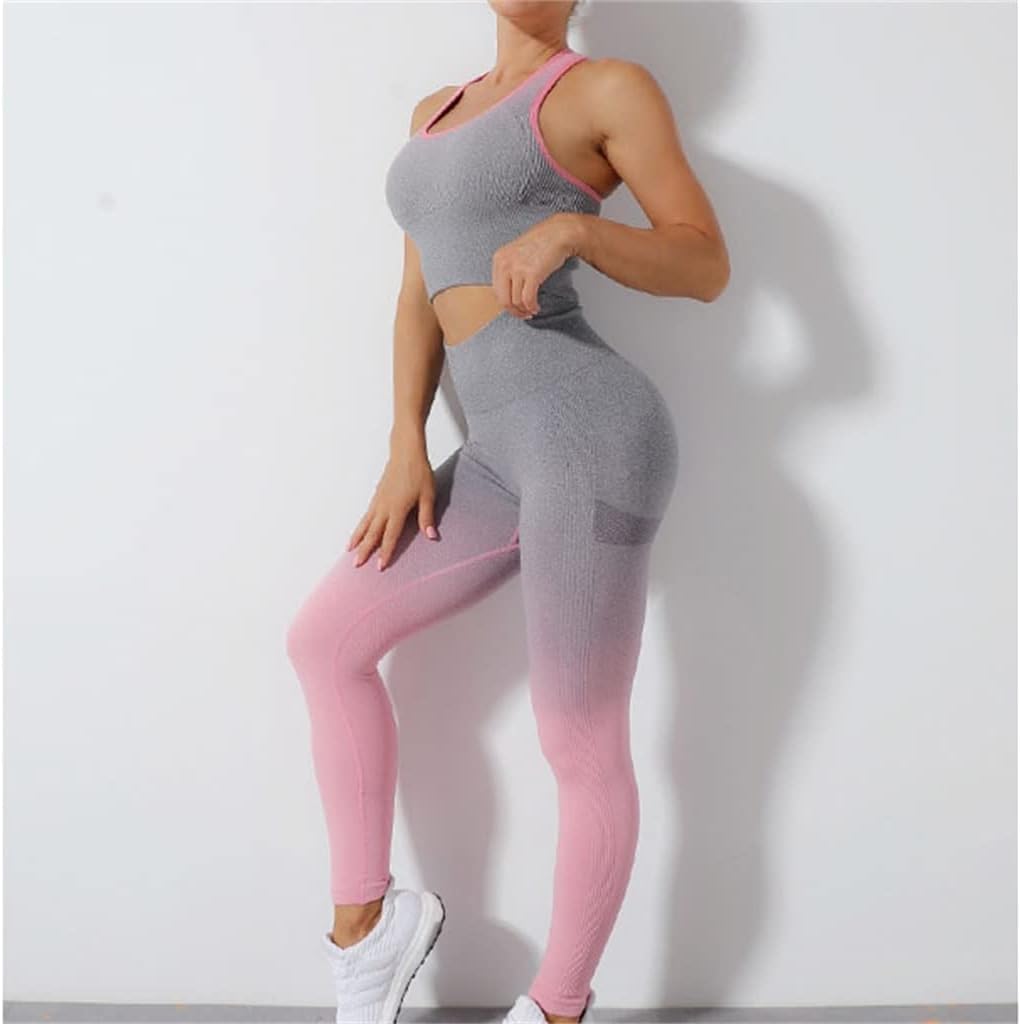 Seamless Gradient Yoga Suit Women's Tight Running Sports Beautiful Back Bra European and Fitness