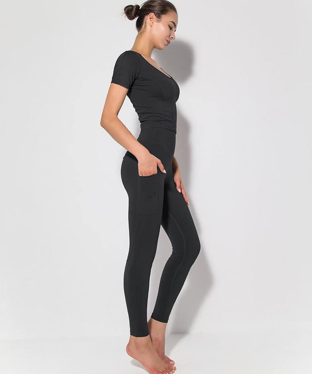 Workout Yoga Outfits Sets for Women 2 Piece Pocket Butt Lifters Leggings Nude Tracksuit Workout Yoga Outfits Sets for Women 2 Piece Pocket Butt Lifters Leggings Nude Tracksuit