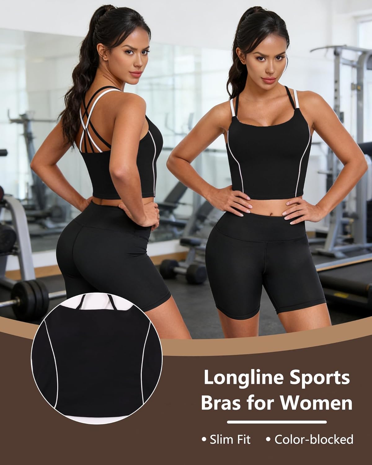 Longline Sports Bras for Women Spaghetti Straps Tank Top with Built-in Bra Strappy Sports Bra for Yoga Longline Sports Bras for Women Spaghetti Straps Tank Top with Built-in Bra Strappy Sports Bra for Yoga