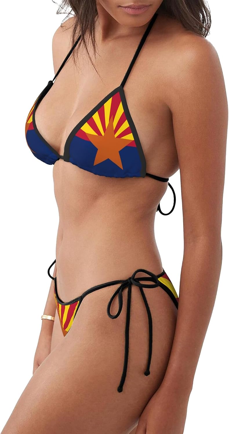 Flag of Arizona Bikini Set for Women Two Piece Halter Triangle Tie Side Swimsuit Bathing Suit Flag of Arizona Bikini Set for Women Two Piece Halter Triangle Tie Side Swimsuit Bathing Suit