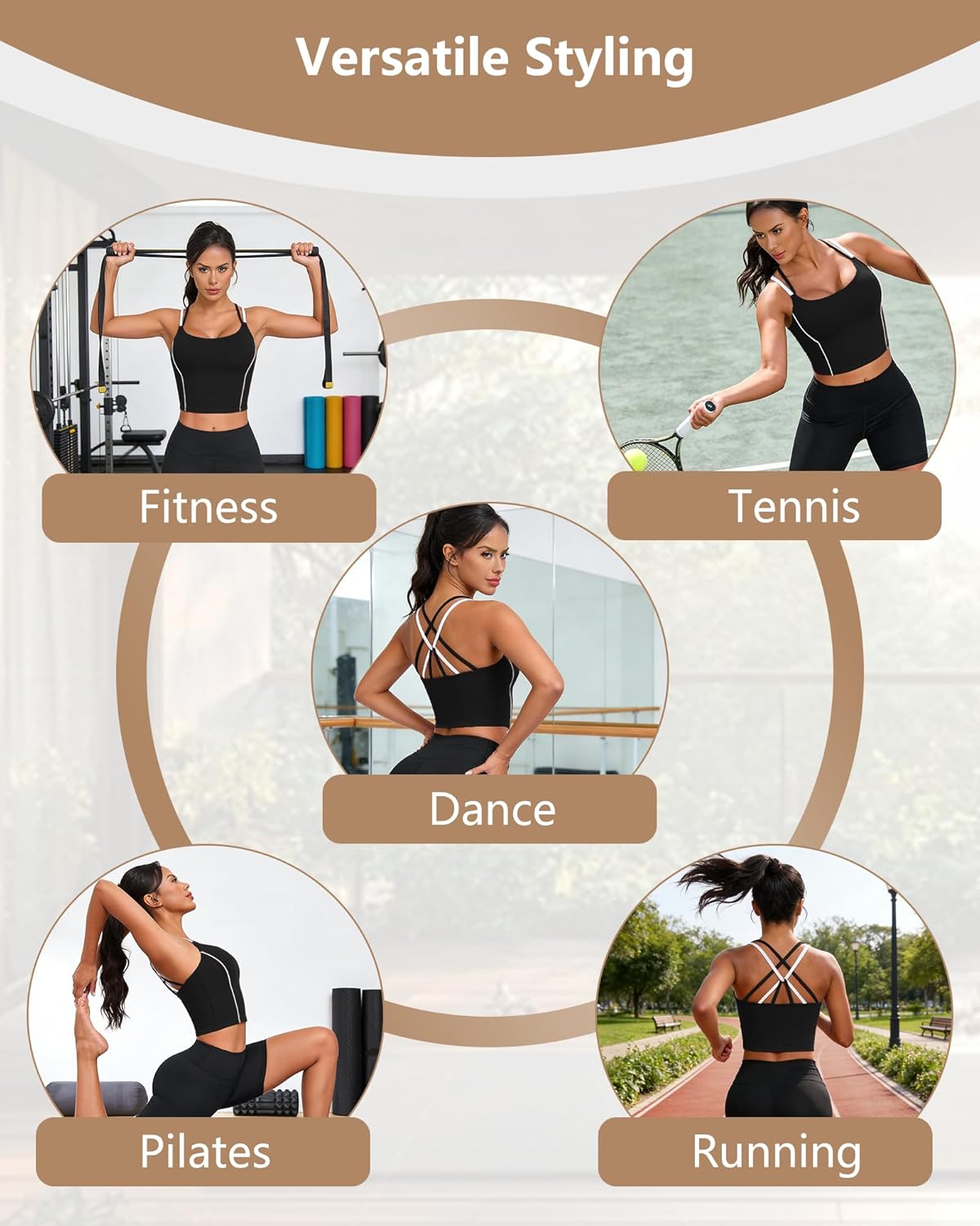 Longline Sports Bras for Women Spaghetti Straps Tank Top with Built-in Bra Strappy Sports Bra for Yoga Longline Sports Bras for Women Spaghetti Straps Tank Top with Built-in Bra Strappy Sports Bra for Yoga