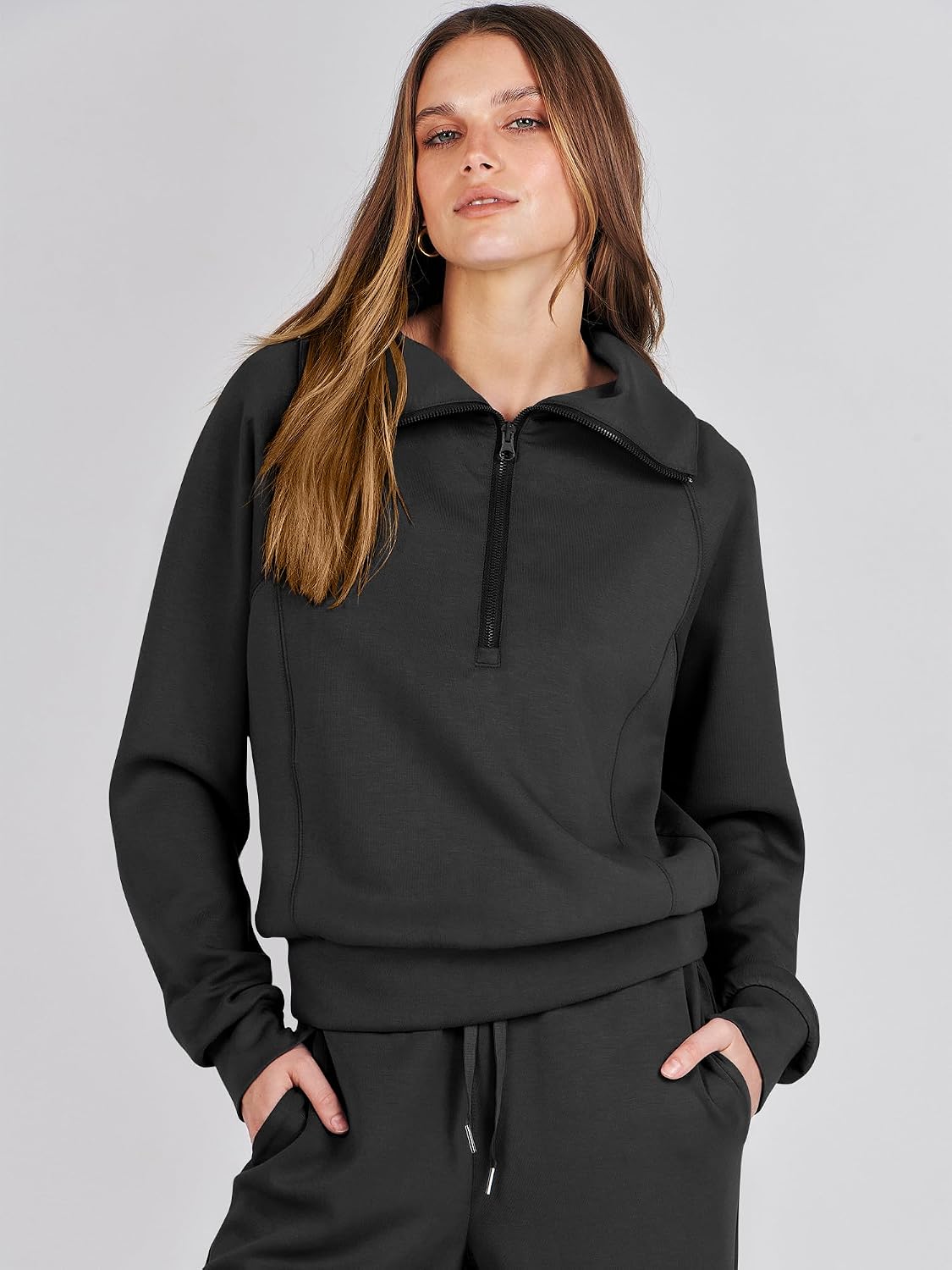 Women\u2019s 2 Piece Outfits Half Zip Sweatshirt & Wide Leg Pants Airport Travel Lounge Matching Sets Sweatsuits Clothing Women\u2019s 2 Piece Outfits Half Zip Sweatshirt & Wide Leg Pants Airport Travel Lounge Matching Sets Sweatsuits Clothing