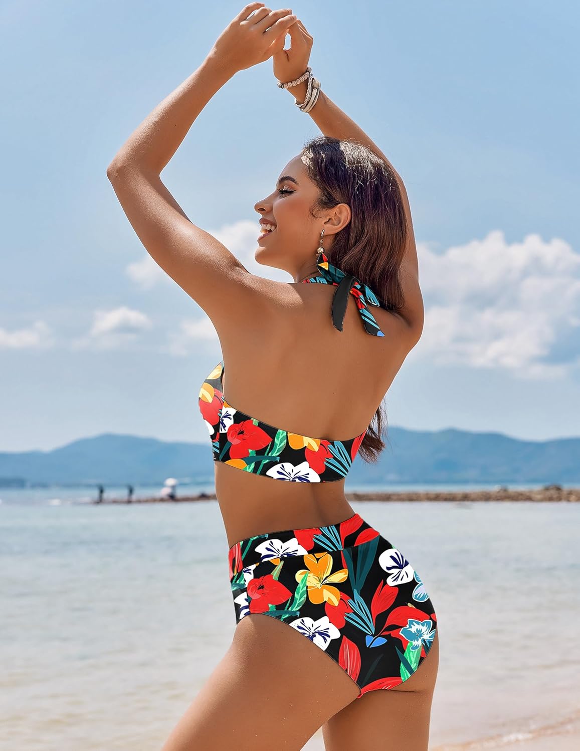 Women's High Waisted Bikini Sets Tummy Control Swimsuits Two Piece Bathing Suits Color Block Halter Swim Suits Women's High Waisted Bikini Sets Tummy Control Swimsuits Two Piece Bathing Suits Color Block Halter Swim Suits