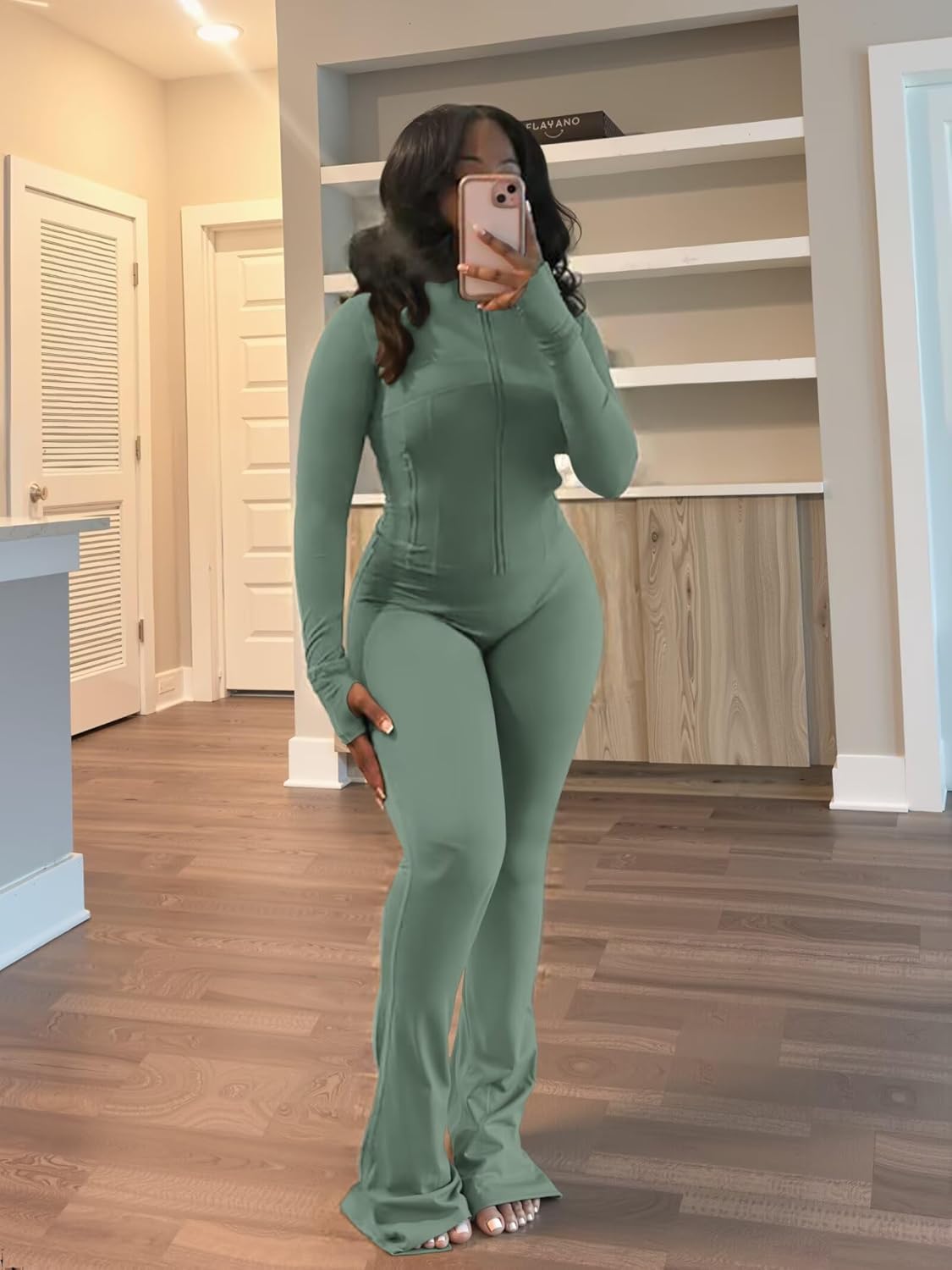 Women 2 Piece Outfits Fall Long Sleeve Zip Up Jacket Flare Legging Workout Sets with Pockets Tracksuit Active Women 2 Piece Outfits Fall Long Sleeve Zip Up Jacket Flare Legging Workout Sets with Pockets Tracksuit Active