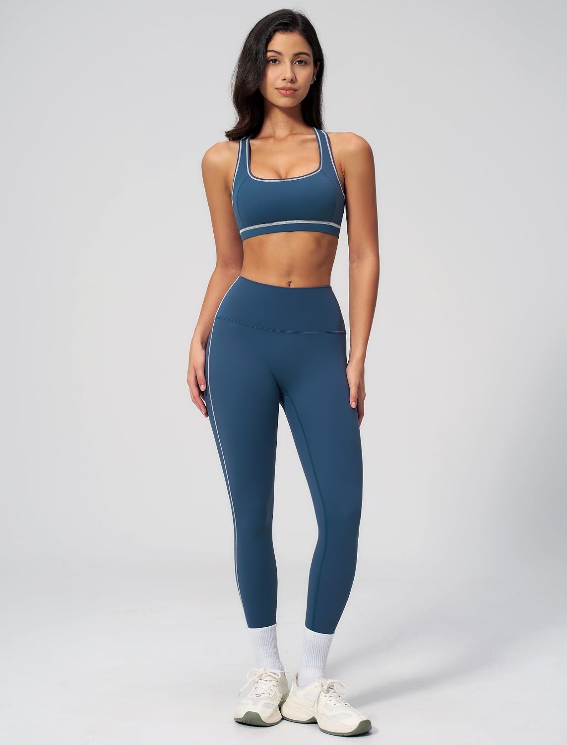Womens Workout Set Two Piece Racerback Color Block Sports Bras Matching High Waist Leggings Gym Pilates Outfits Womens Workout Set Two Piece Racerback Color Block Sports Bras Matching High Waist Leggings Gym Pilates Outfits