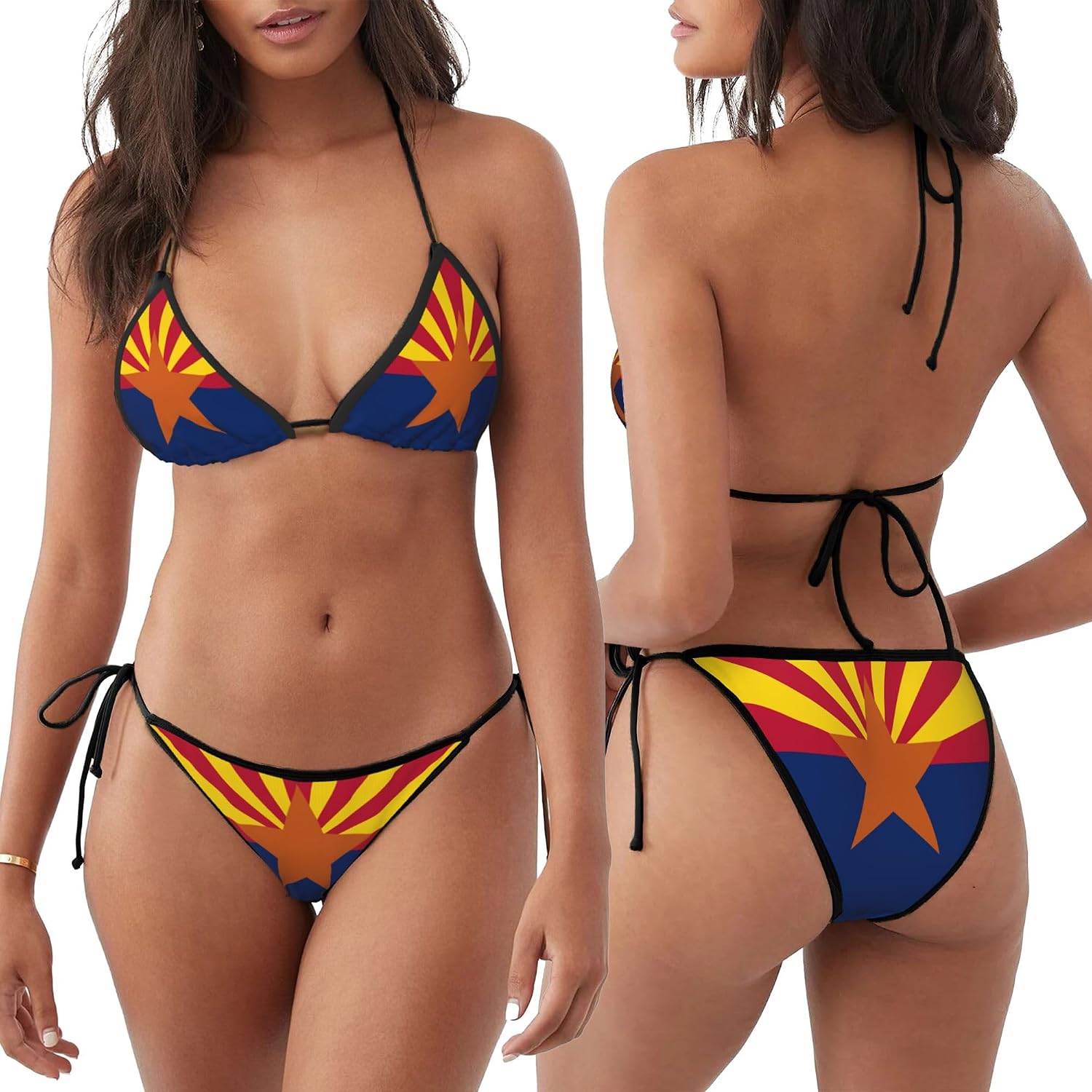 Flag of Arizona Bikini Set for Women Two Piece Halter Triangle Tie Side Swimsuit Bathing Suit Flag of Arizona Bikini Set for Women Two Piece Halter Triangle Tie Side Swimsuit Bathing Suit