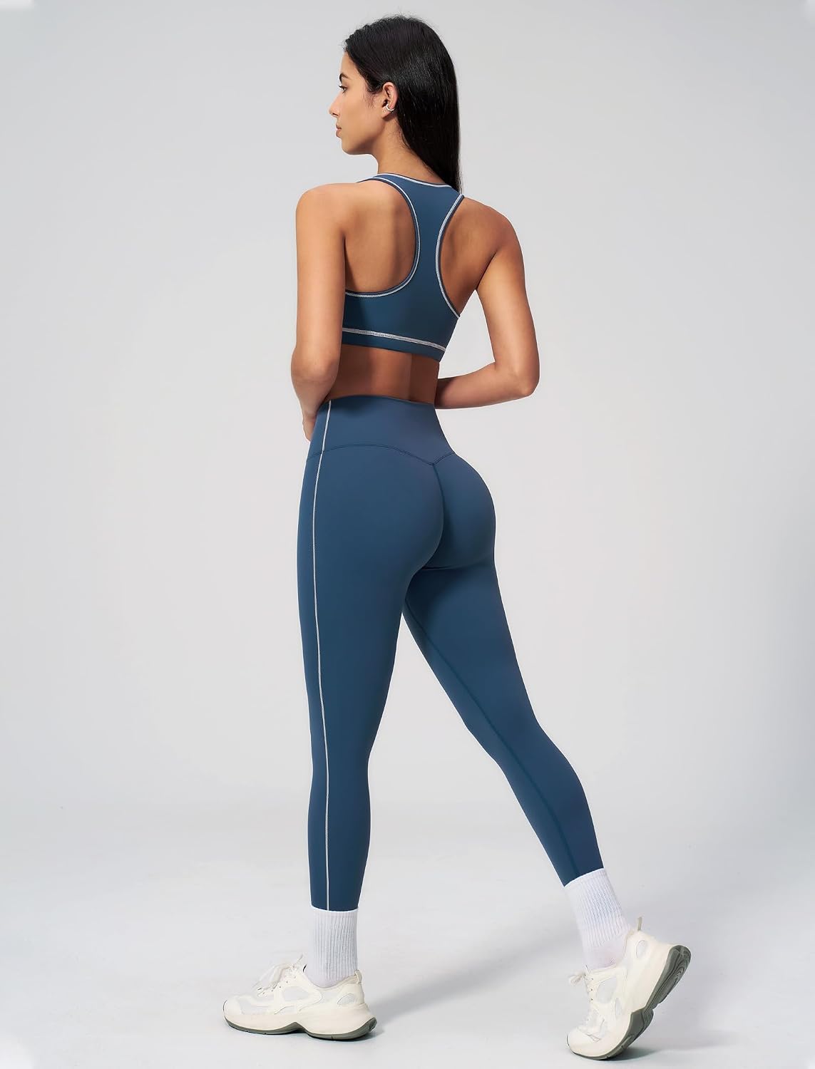 Womens Workout Set Two Piece Racerback Color Block Sports Bras Matching High Waist Leggings Gym Pilates Outfits Womens Workout Set Two Piece Racerback Color Block Sports Bras Matching High Waist Leggings Gym Pilates Outfits