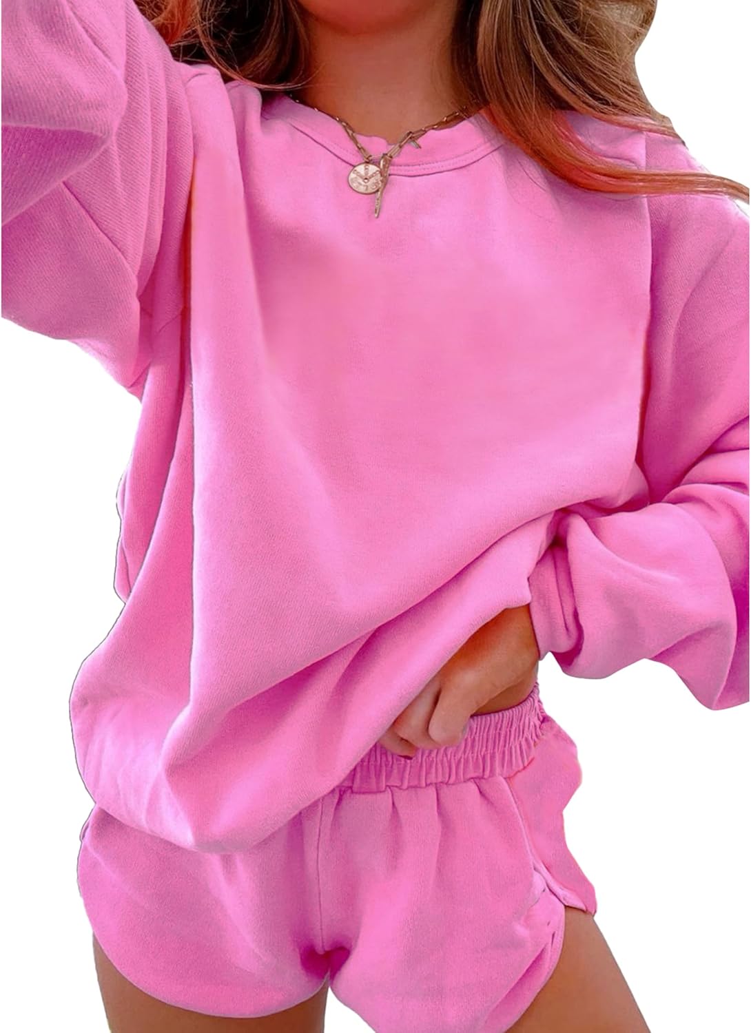 Women 2 Piece Outfits Sweatsuit Casual Long Sleeve Pullover and Shorts Sets Travel Tracksuit Women 2 Piece Outfits Sweatsuit Casual Long Sleeve Pullover and Shorts Sets Travel Tracksuit