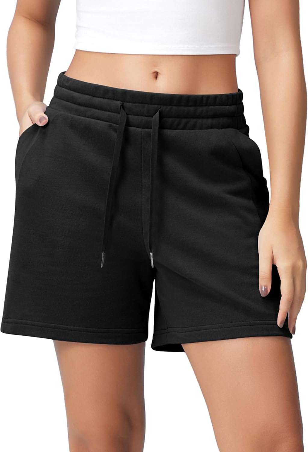 Women's Sweat Shorts 5 Cotton French Terry High Waist Workout Casual Lounge Shorts with Pockets Women's Sweat Shorts 5 Cotton French Terry High Waist Workout Casual Lounge Shorts with Pockets
