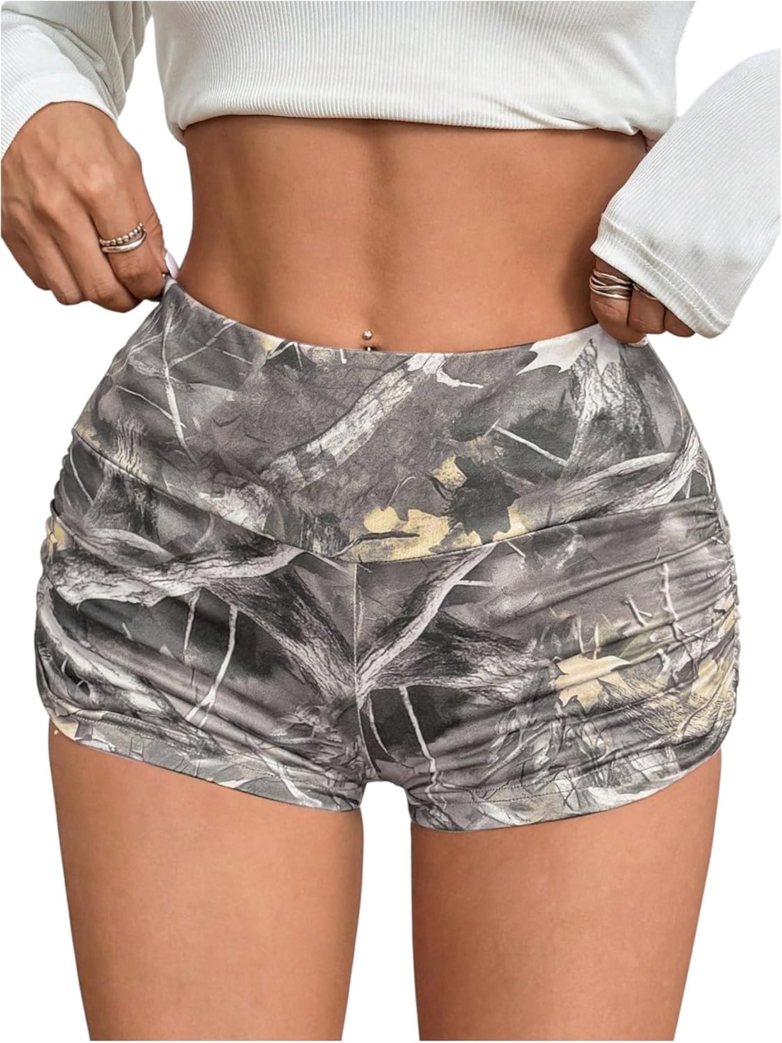 Women's Camo Biker Shorts High Waisted Ruched Workout Yoga Shorts Women's Camo Biker Shorts High Waisted Ruched Workout Yoga Shorts