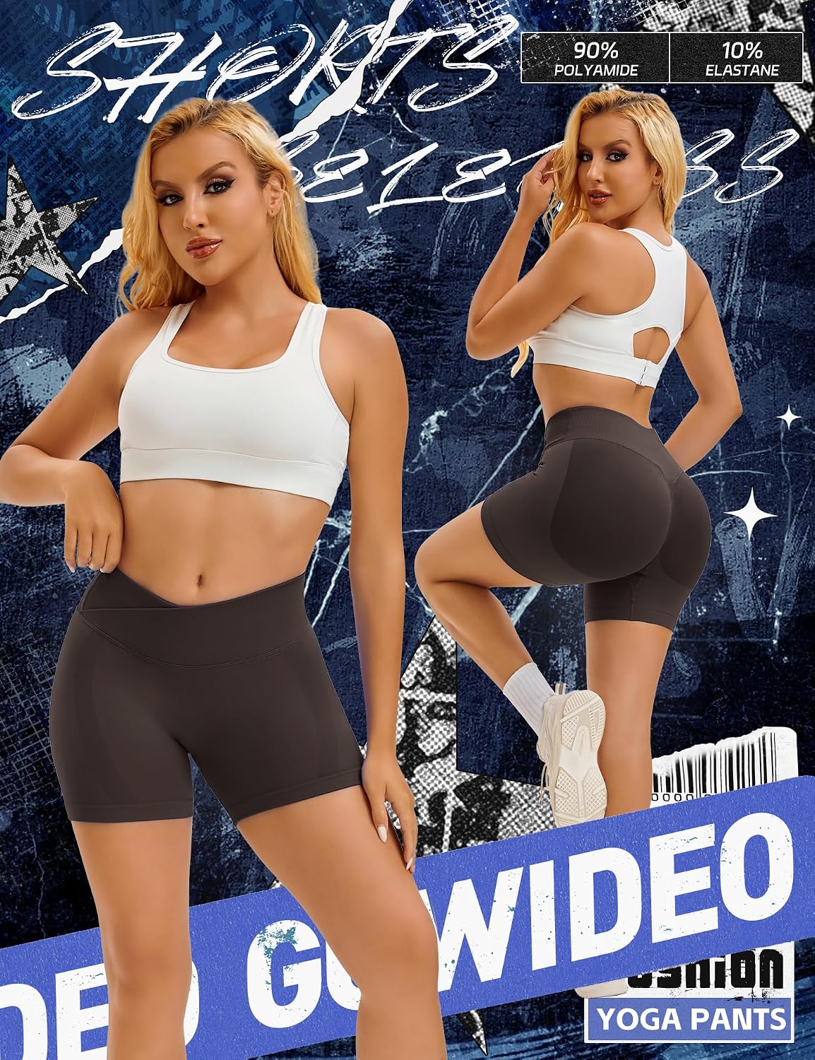 Scrunch Butt Lifting Shorts for Women Seamless Workout Crossover V Cross Waist Yoga Gym Shorts Scrunch Butt Lifting Shorts for Women Seamless Workout Crossover V Cross Waist Yoga Gym Shorts