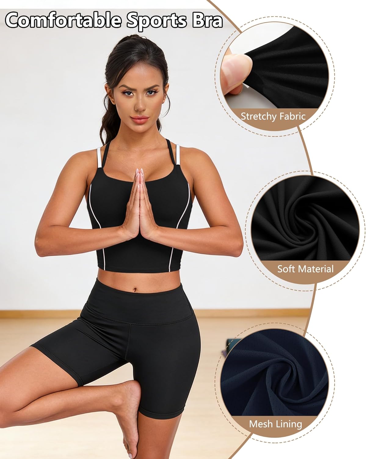 Longline Sports Bras for Women Spaghetti Straps Tank Top with Built-in Bra Strappy Sports Bra for Yoga Longline Sports Bras for Women Spaghetti Straps Tank Top with Built-in Bra Strappy Sports Bra for Yoga