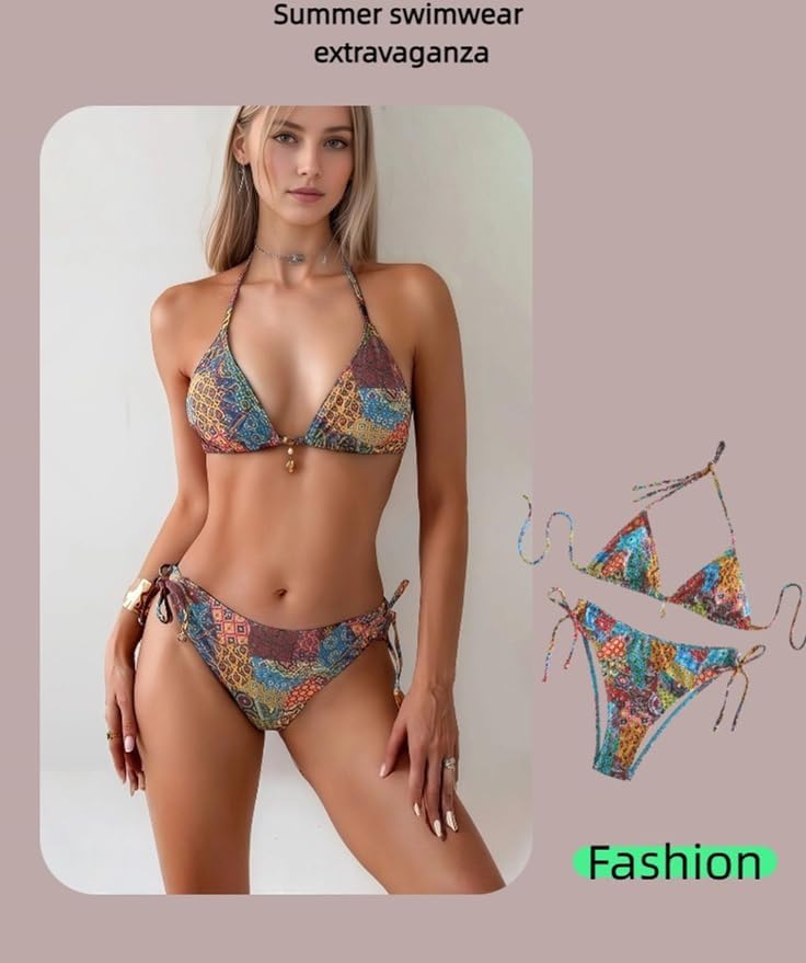 Women High Waisted Bikini Sets Tummy Control Swimsuits Two Piece with Adjustable Bathing Suit