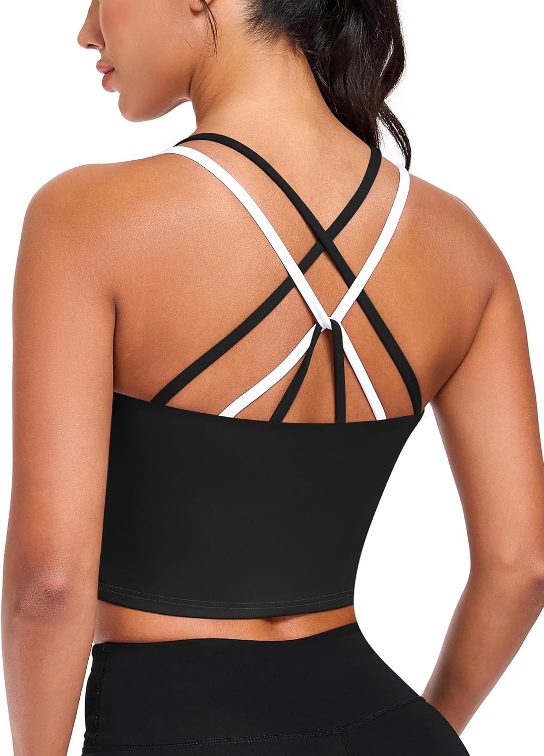 Longline Sports Bras for Women Spaghetti Straps Tank Top with Built-in Bra Strappy Sports Bra for Yoga Longline Sports Bras for Women Spaghetti Straps Tank Top with Built-in Bra Strappy Sports Bra for Yoga